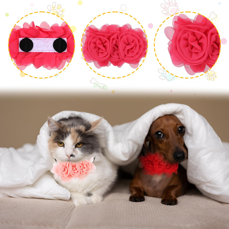 4 PCS Dog Collar Flowers, Dog Flower Bow Collar Pet Neck Bows Sliders for Puppy Small Medium Big Cat Alpaca Rabbit Pet Collar Attachment Grooming Accessories - BeesActive Australia