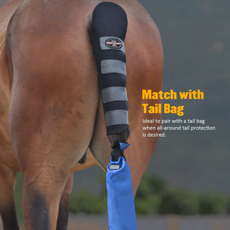 Harrison Howard Adjustable Touch Fasteners Quality Neoprene Versatile Horse Tail Guard Equine Tail Wrap Black - BeesActive Australia