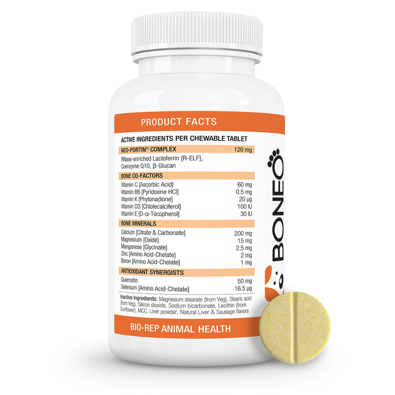 Boneo Canine Maintenance Formula- Lactoferrin-Based Bone and Joint Supplement for Dogs- 90 Ct Dual Pack Chewable Tablets, Liver and Sausage Flavor