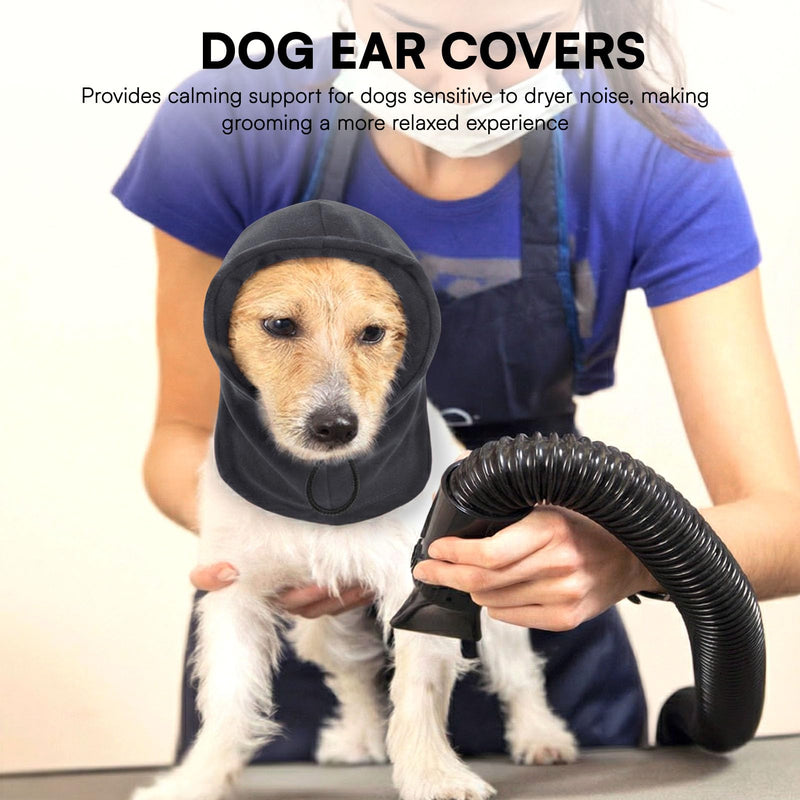 Dog Calming Hoodie Pet Ear Cover, Adjustable Headband for Small Medium Large Dogs, Pet Muffs Head Wraps for Grooming Firework Thunderstorms, Darkgrey XL X-Large