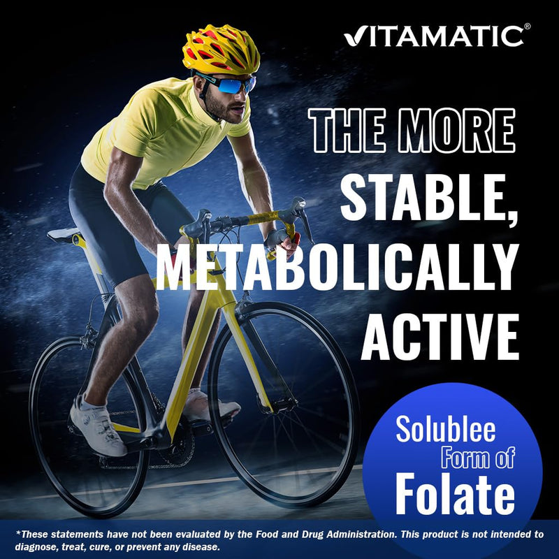 Vitamatic Methyl Folate 15 mg, 120 Vegetarian Capsules - 2 Pack | Metabolically Active Form of 25000 mcg DFE Folate, Non GMO, Gluten Free, Made in USA