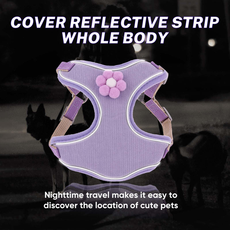 Small Dog Harness, Reflective Adjustable Puppy Vest, Dog Harness for Small Medium Large Dogs, with Breathable Mesh and Quick Release Buckle Step in Harness for Puppy(XS Bust 13-16IN) purple XXS(Bust 13-16IN) - BeesActive Australia