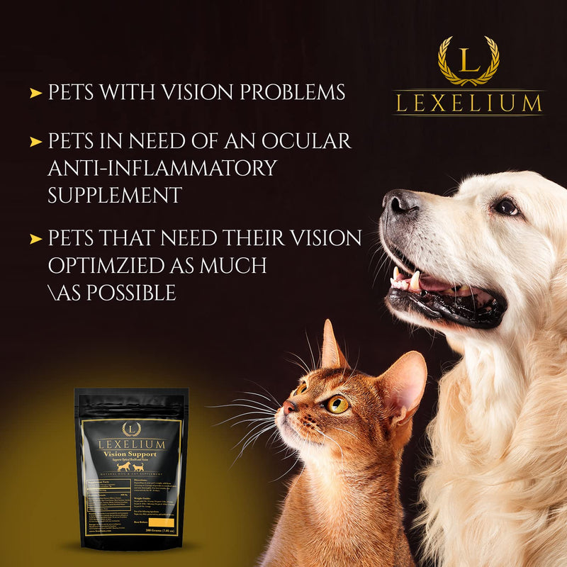 Vision Support & Eye Sight Supplement for Dogs and Cats- Fortified with Zeaxanthin, Bilberry, Lutein, and Beta Carotene - 200 Grams - PawsPlanet Australia