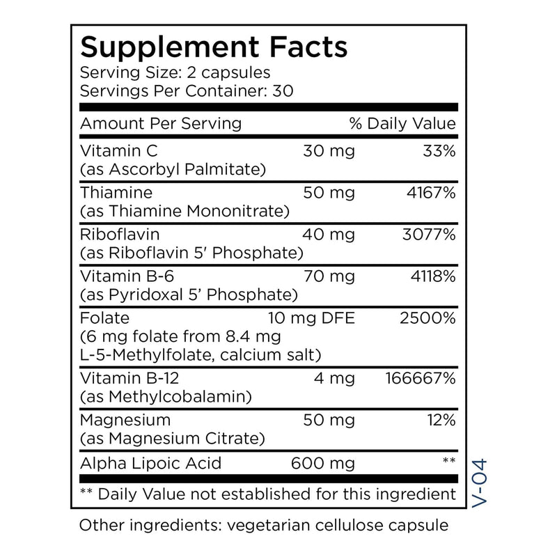 Metabolic Maintenance NERVEsustain Nerve Support, 30 Capsules | Alpha Lipoic Acid and B Vitamins for Peripheral Nerve Health and Neurotransmission, Vegetarian, 15 Servings