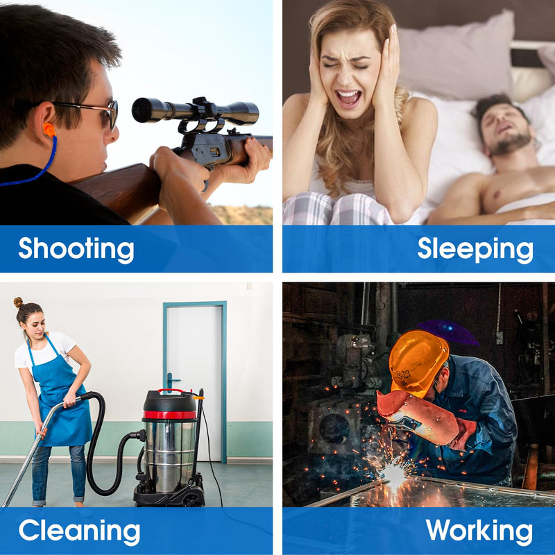 AZEN 55 Pairs Silicone Ear Plugs, Reusable Earplugs for Noise Reduction, 25dB NRR Corded Ear Plug for Sleeping Noise Cancelling, Ear Plug with String Individual Packing A-55pair