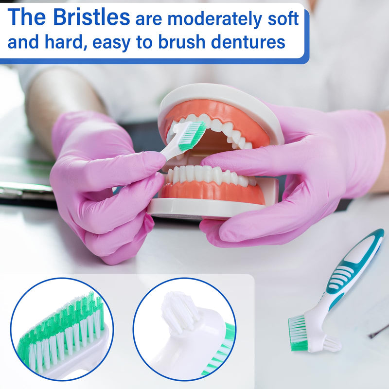 12 Pcs Denture Brush for False Teeth Double Sided Denture Toothbrushe with Soft Bristle, Ergonomic Anti slip Handle Denture Cleaner Brush for Adult(Blue, Green, Purple, Orange,Non Slip Grip) Non Slip Grip Blue, Green, Purple - BeesActive Australia