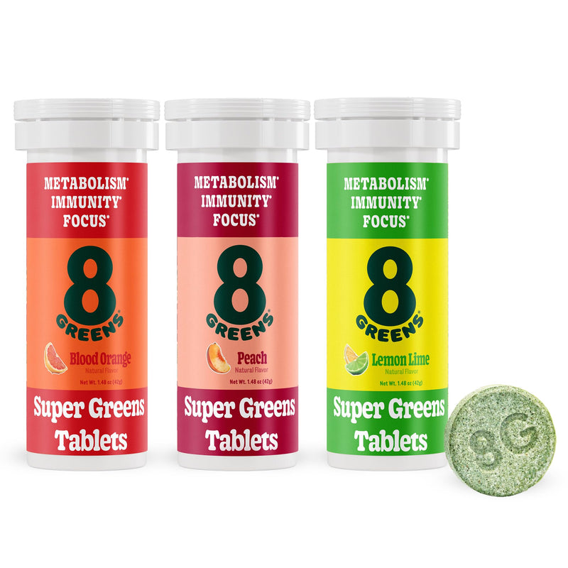 8G 8Greens Supergreens Effervescent Tablets, Variety, 30 Servings | Boosts Metabolism, Immunity & Focus; Contains Aloe vera, spirulina & chlorella; Vitamins C, B6, B12 & folate; Doctor-Backed