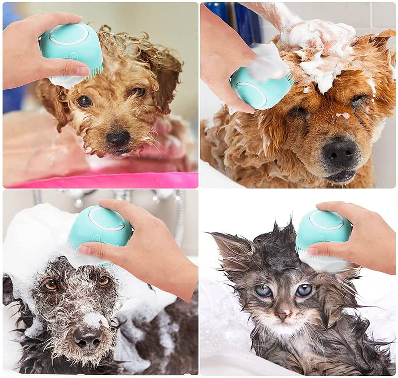 Pet Bath Massage Brush Puppy Dog Cat Grooming Cleaning Soft (Blue) Blue - BeesActive Australia