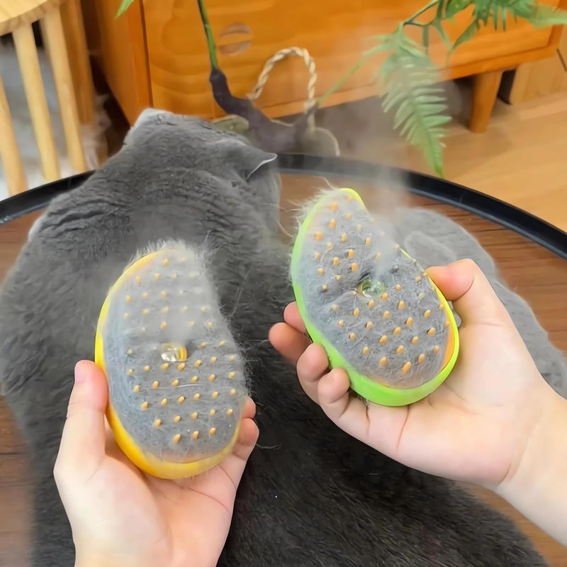 TOOVREN Cat Steam Brush, Self Cleaning Steam Cat Brush for Removing Tangled and Loose Hair, Steamy Cat Brush for Massage, Pet Hair Removal Comb for Cat and Dog（Yellow） yellow - BeesActive Australia