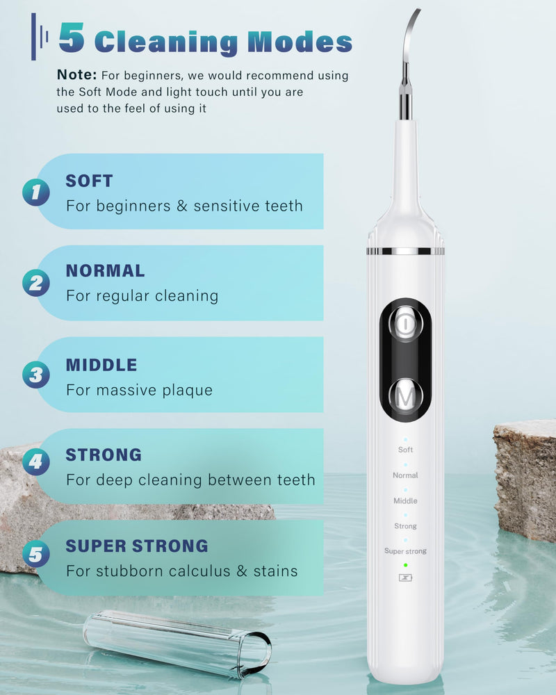 Plaque Remover for Teeth, Pet Tooth Brushing Kit, Dental Tools to Remove Plaque and Tartar, Safe for Dog and Cat, with LED Light, White