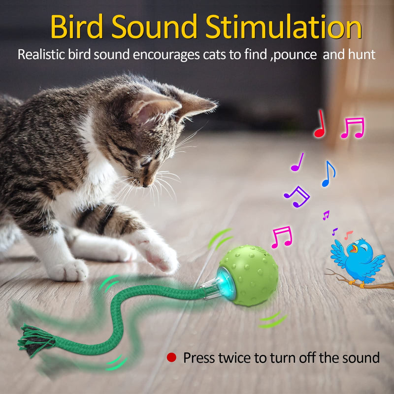 Interactive Cat Toys for Bored Indoor Adult Cats, Automatic Fast Move On Carpet, Bird Chirping & Motion Activated Cat Ball Green - BeesActive Australia