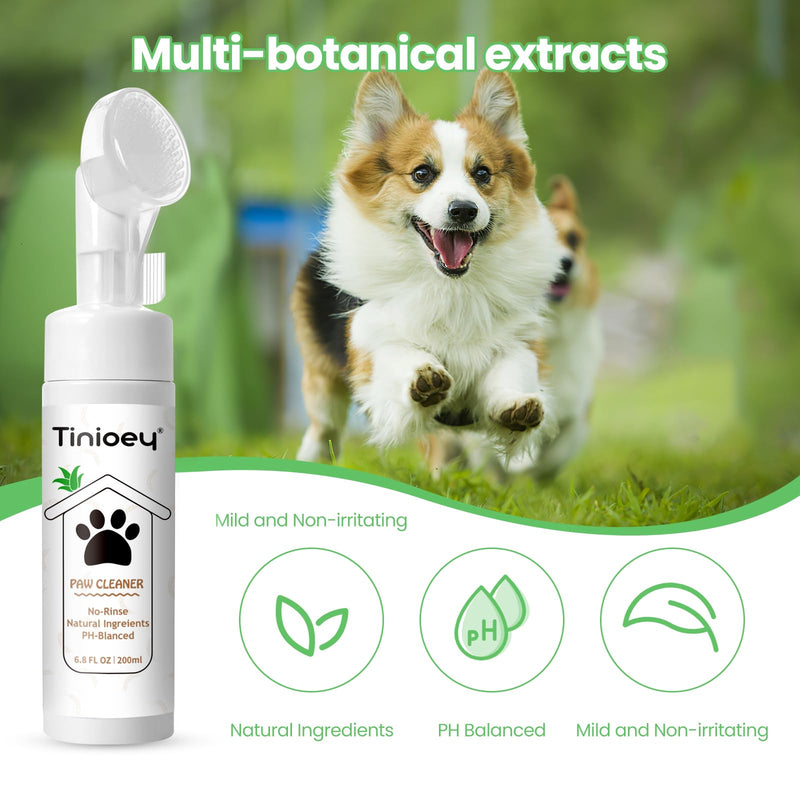 Paw Cleaner for Dogs and Cats (6.8 oz) | Clean Paws No-Rinse Foaming Cleanser| Dandelion Paw Cleanser Paw Brush for Dogs| Dog Paw Scrubber| Cat Paw Cleaner w/Absorbent Towel (Fragrance Free) Fragrance Free - BeesActive Australia