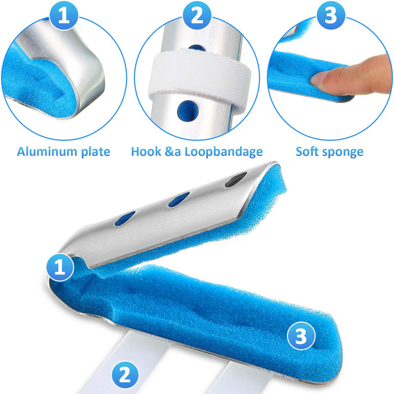 BBTO 6 Pieces Finger Splints Metal Finger Support Finger Stabilizer for Adults and Children Finger Knuckle Joint Fixation, 3 Sizes (Blue)