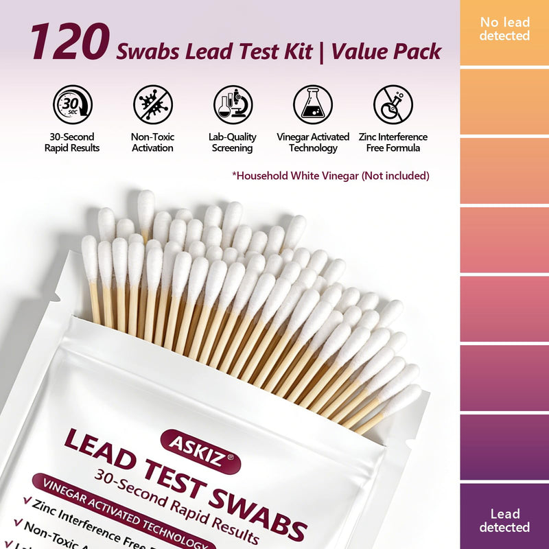 120 Swabs Lead Test Kit,Quick Results in 30s Lead Detector,Enhanced Lead Testing Formulation at Home Lead Paint Test Kit Testing for Paint,Crockery,Toys,Jewellery,Metals, Ceramics,Woodwork 120 Swab - BeesActive Australia