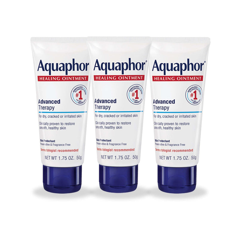 Aquaphor Advanced Therapy Healing Ointment, Hypoallergenic, Fragrance Free Body Moisturizer for Dry Skin and Minor Wound Care, Travel Size Skin Care Set, 1.75 Oz Tube, Pack of 3 1.75 Fl Oz (Pack of 3)