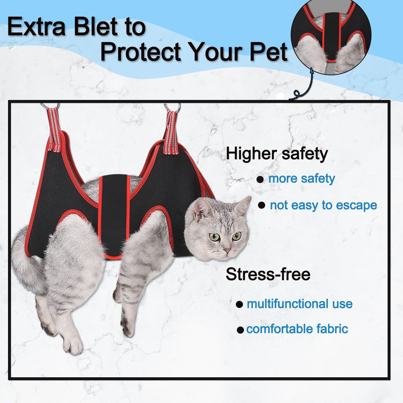 Cat Grooming Hammock Harness for Small Dogs,Pet Hammock Restraint Bag,Dog Grooming Sling for Trimming Nail and Ear/Eye Care(XS Size,6.5") XS-Cats & XS Dogs/Under 25lb Black - BeesActive Australia