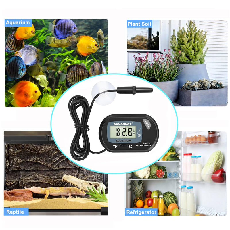 AQUANEAT Aquarium Thermometer, Fish Tank Thermometer, Digital Temperature Test, with Large LCD Display (6 Packs) 6 Packs
