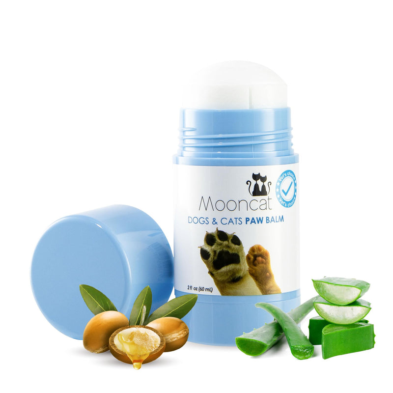 Mooncat Dental Finger Wipes and Paw Balm Bundle for Dogs and Cats - Plaque Tartar Remover Breath Freshener Plus Lick Safe Nose and Paw Moisturizer for Dry Cracked Pads 40 Count and 2oz