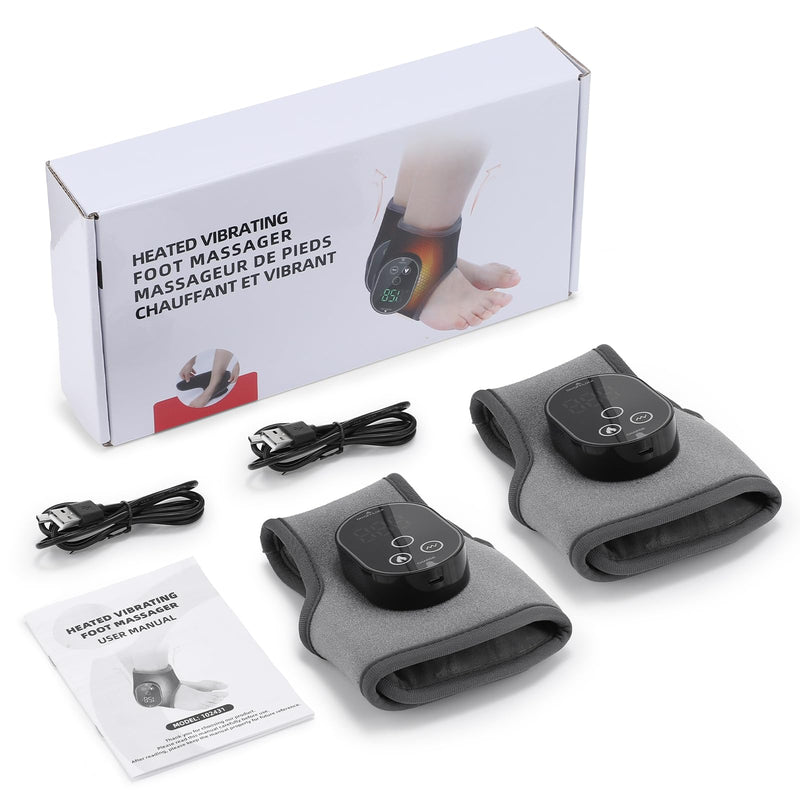 BAISEMAIN 2PCS Foot Renew Massager for Neuropathy - Ankle Heating Pad with Massage, Portable Cordless Design for Home & Travel Use, Gray 2pcs Gray - BeesActive Australia