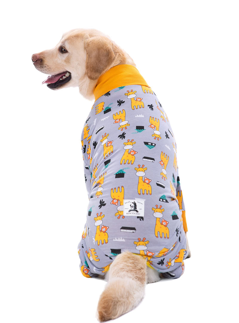 BT Bear Large Dog Clothes, Elastic Pet Onesie Protect Joints Anti-Hair Anti Licking, Wound Protection Pet Pajamas Dog Jumpsuit for Medium Large Dogs (XXXL, Gray Giraffe) XXX-Large - BeesActive Australia