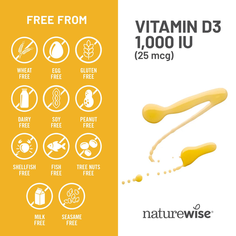NatureWise Vitamin D3 1000IU Supplement, Immune Support, 90 Mini Softgels | 25mcg Vitamin D3 Supplement - Organic Extra Virgin Olive Oil - Supports Bone Health & Muscle Function - 90-Day Supply 90 Count (Pack of 1) 1000 IU