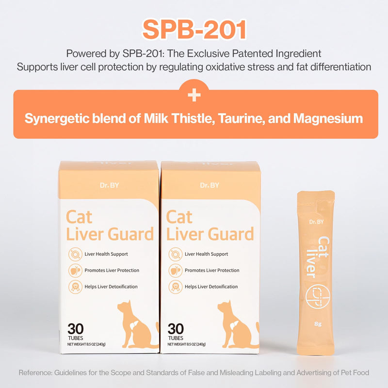 Doctor By Cat Liver Guard Squeezable Liver Supplement for Cats Feline Hepatic Support with Milk Thistle, Artemisia annua(SPB-201), Taurine lickable Formula Individually Packaged