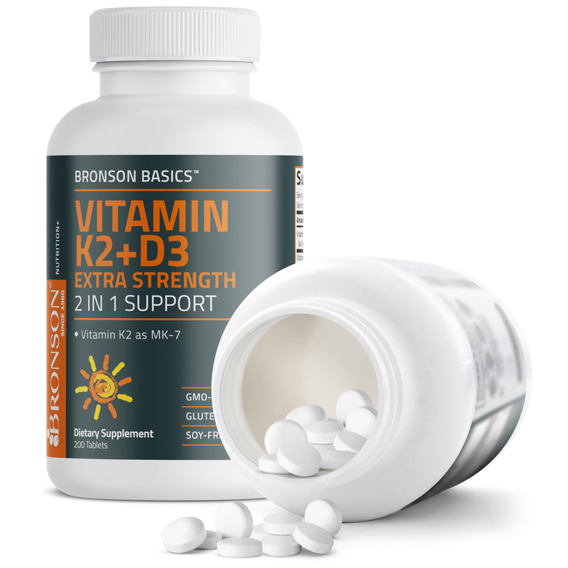 Bronson Vitamin K2 MK-7 + D3 10,000 IU Extra Strength, 200 Tablets | 120 mcg Vitamin K2 as MK-7 per Tablet, Bone Health Support, Non-GMO, Gluten-Free & Soy-Free 200 Count (Pack of 1)