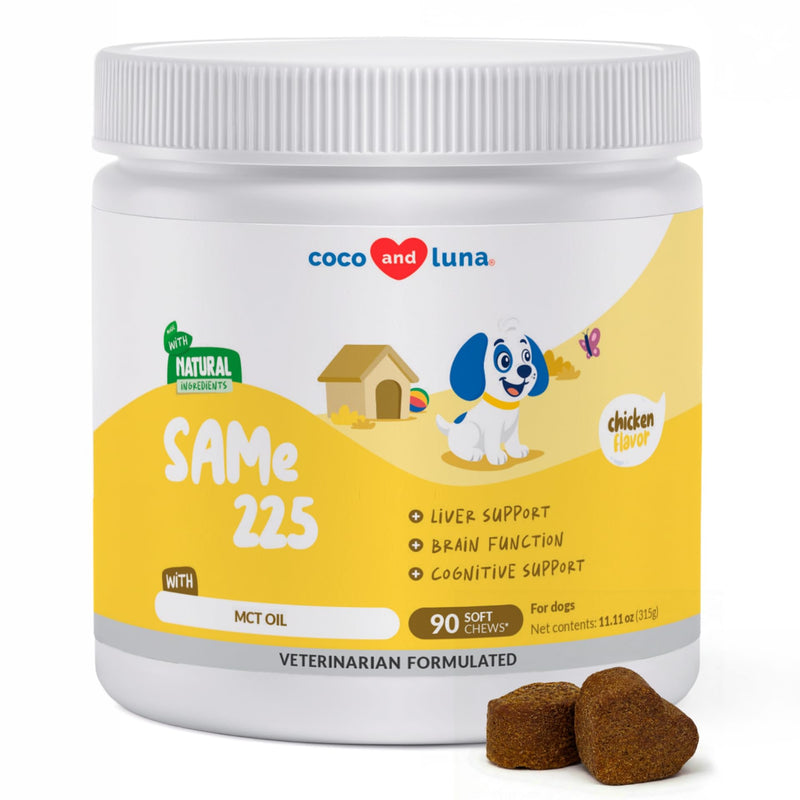 Same for Dogs 90 Soft Chews - Liver, Brain & Cognitive Support | S-Adenosyl-L-Methionine in 90 soft chews. Promotes liver function, cognitive support & mood balance for dogs. SAMe Soft Chews