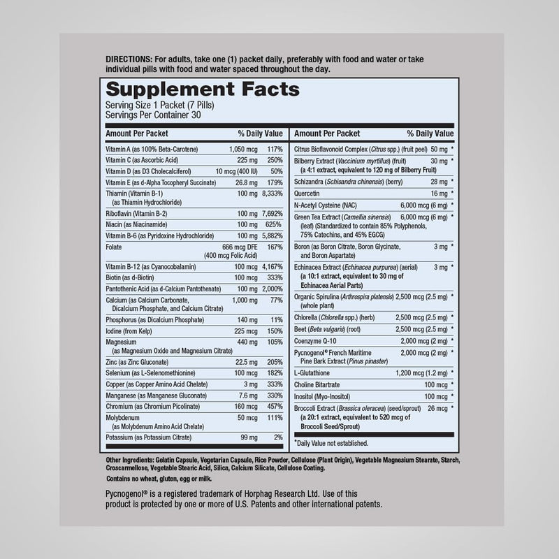 Lindberg Varsity Pack 2 | All-in-One Multivitamin and Mineral Packets | 30 Count | for Health, Fitness and Athletics | Supplement for Men and Women | Non-GMO, Gluten Free
