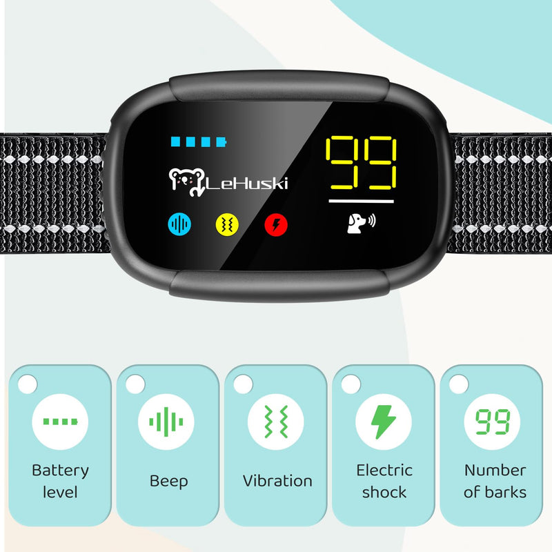 Dog Bark Collar Effective No Bark Training for Dogs of Large Medium and Small Rechargeable Anti Bark Collar for Dogs Automatic Bark Collar with 5 Adjustable Sensitivity Beep and Vibration Modes Black - BeesActive Australia