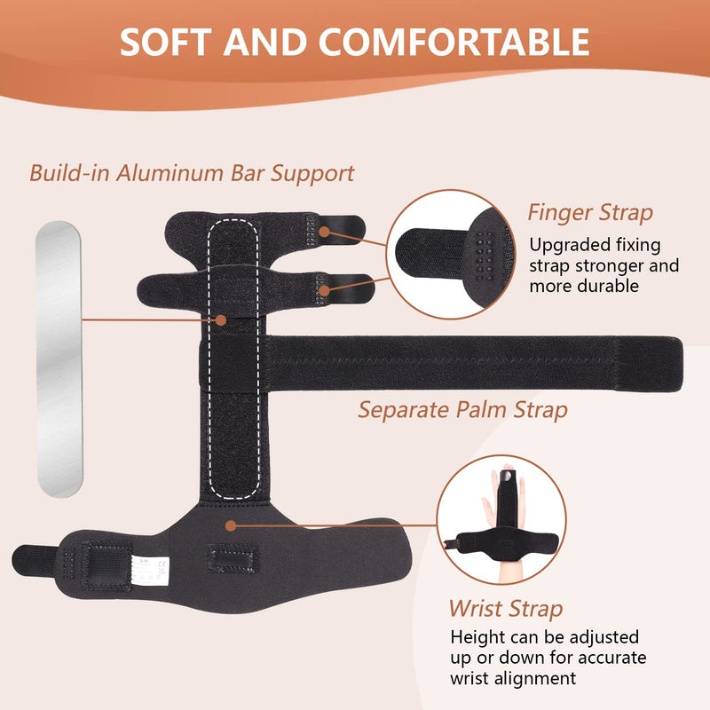 2 Finger Splint, Adjustable Finger Brace, Finger Metal Support for Broken Fingers, Mallet Finger Splints, Trigger Finger Straightener, Arthritis, Pain Relief, Injury, Fracture, Sprains(S/M) S/M