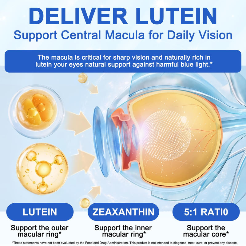 Lutein Gummies with Zeaxanthin, Eye Health Supplement with 40mg Lutein & 8mg Zeaxanthin, Enriched with Vitamins A C E, Daily Vision Support Chewable Gummies, Berry Flavor, 60 Count