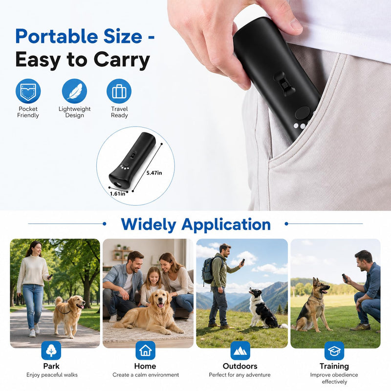 2026 Upgraded Anti Barking Device for Dogs, Ultrasonic Dog Bark Deterrent, Dog Bark Deterrent Devices, Best Anti-Barking Device, 3 Modes Safe Humane Indoor Outdoor Portable Training Tool