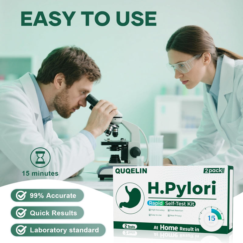 H Pylori Test Kit – 2 PCS H. Pylori Test, H-Pylori Stool (Antigen) Self-Test for Home Use, 99.9% Accurate, Fast 10-15 Min Results, Easy to Use, No Lab Needed - BeesActive Australia
