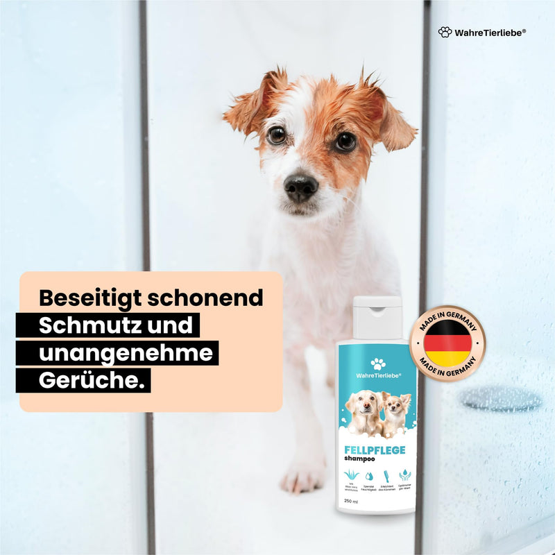 True animal love dog shampoo - moisturizing with optimal PH value and without silicones Coconut Extract & Aloe Vera | Dog shampoo against odor and dirt | Grooming dog made in Germany, 250ml - BeesActive Australia