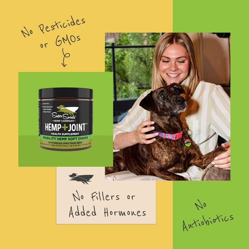 Super Snouts Hemp & Joint Chew for Dogs & Cats, 30 Chews (Up to 60 servings) – Hip + Joint Supplement with Green Lipped Mussels + Hemp – Helps with Mobility and Joint Comfort