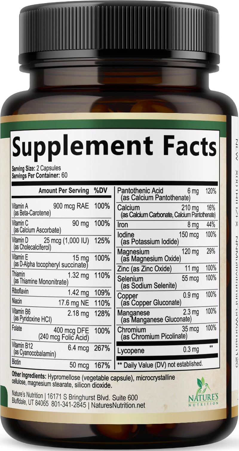 Multivitamin for Women - Complete Multi Vitamin with Vitamins A, C, D, E, B6, B12, Zinc, Calcium & Magnesium, Womens Daily Multimineral Supplement for Hair Skin and Nails Health Support - 120 Capsules 120 Count (Pack of 1)