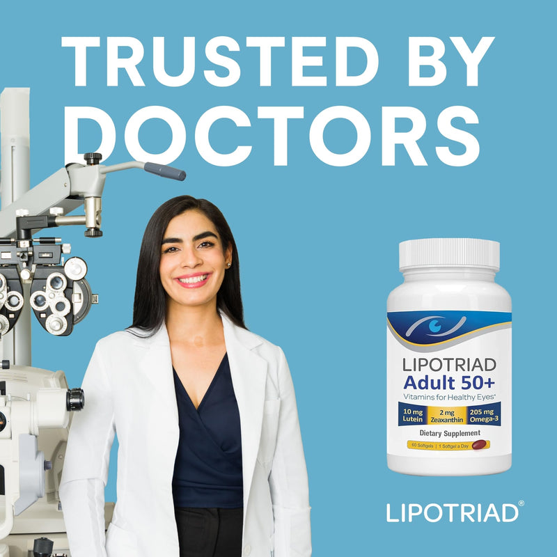 Lipotriad Adult 50+ Eye Vitamin and Mineral Supplement, 60 Softgels | Daily Eye Vitamin with 10 mg Lutein, Zeaxanthin, Omega 3, Vitamin C, E, Zinc & Copper (60-Day Supply) 60 Count (Pack of 1)