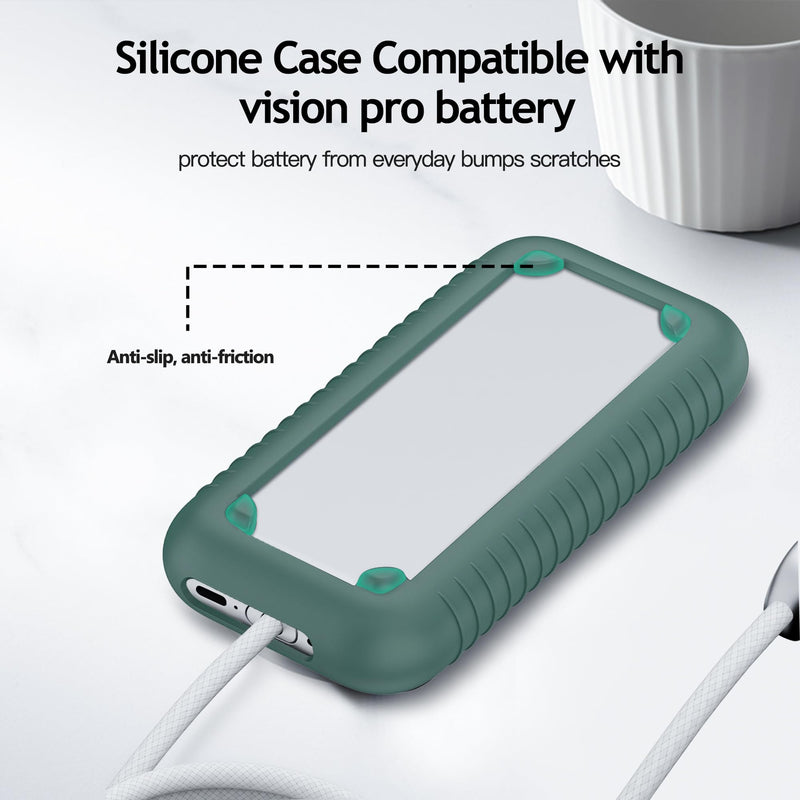 AWINNER Compatible for Apple Vision Pro Battery Case, Silicone Protective Cover, Anti-Scratch, Fall-Proof, Soft Case (Green) Green - BeesActive Australia