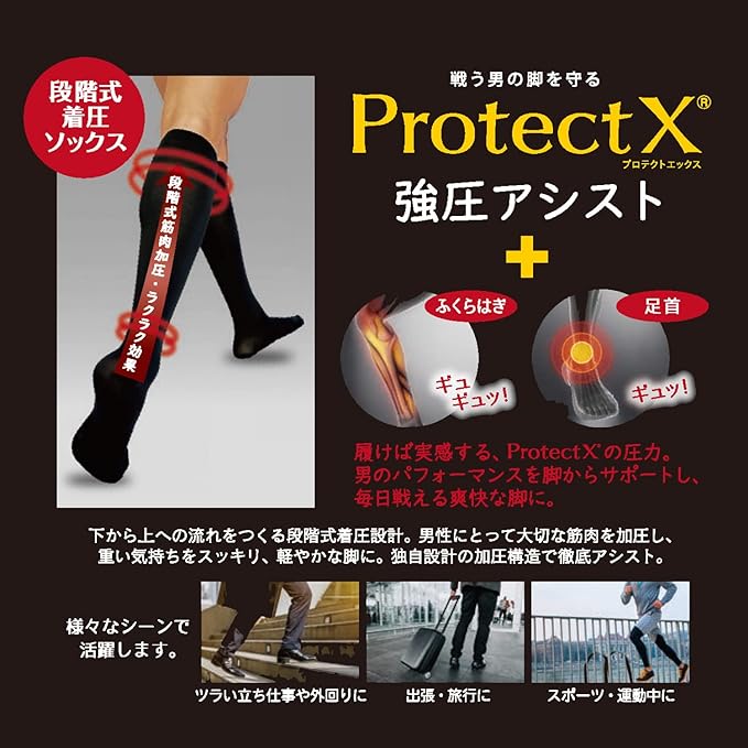 Protect X Men's Toe Compression Socks, Strong Compression Assist (Under Knee, M-L) Black - BeesActive Australia