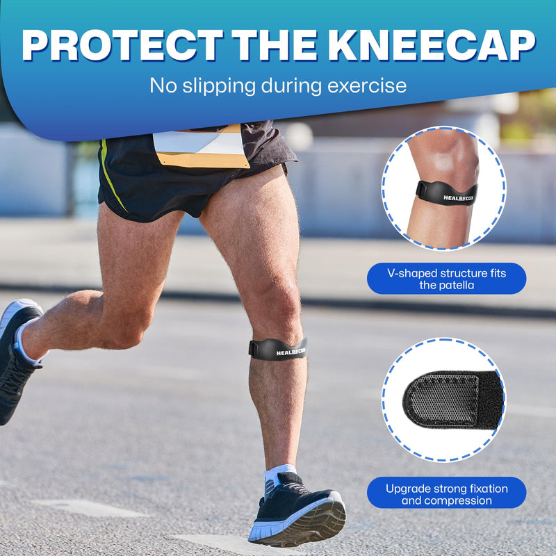 Patella Band, Knee Strap Patella Tendon Support for Knee Pain & Tendonitis, Patella Stabilizer Knee Brace for Running, Basketball, Jumpers Knee, Tennis, Volleyball & Squats - Inky 1 Pack - BeesActive Australia