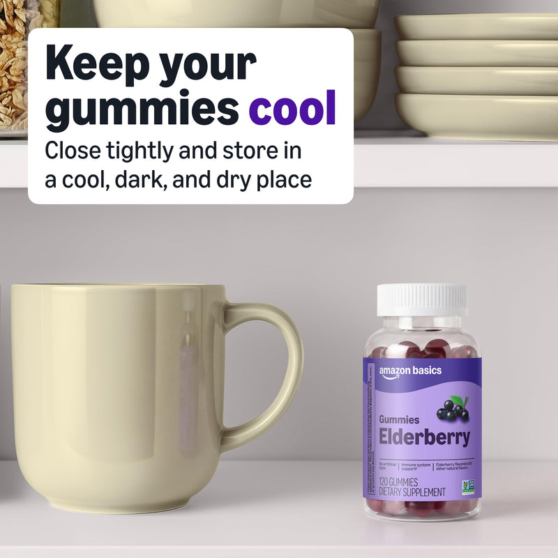 Amazon Basics Adult Elderberry 50 mg Gummy, 120 Count