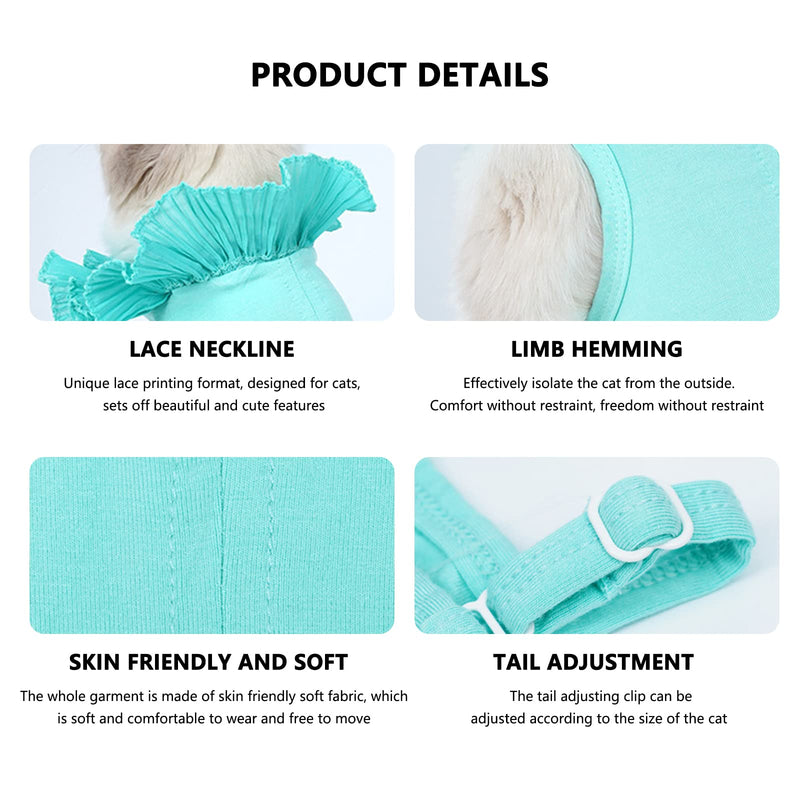 Cachpib Recovery Suit Cat, Cat Bodysuit After Surgery Recovery Suit with Pets Protective Collar, Pets Protective Clothing Recovery Suit Vest for Pets - Green M - BeesActive Australia