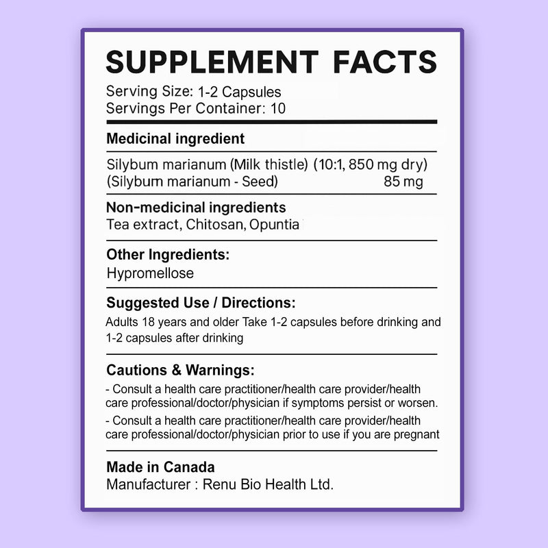 Pre-Drinking Pills with High-Dose Milk Thistle, Liver Support, Pre Alcohol Prevention, Vitamins for Energy and Tiredness for Women & Men, Festival Camping Essentials, 10 Capsules