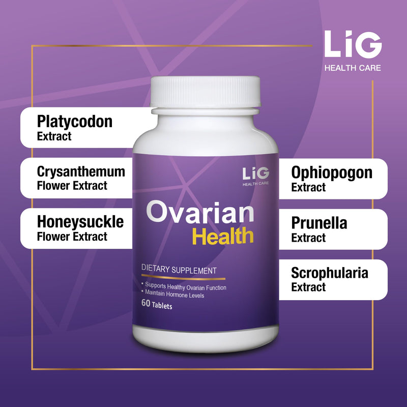 LIG Ovarian Health - Natural Supplement (60 Tablets) - Shrink Ovarian Cysts - Balance Hormone Levels - Maintain Ovarian Health - Honeysuckle Flower - BeesActive Australia