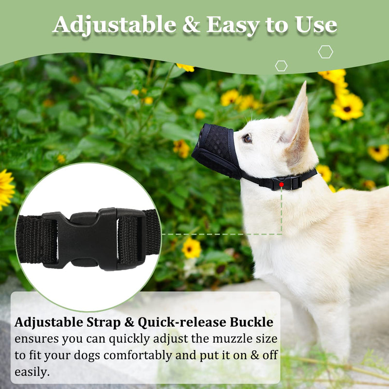 Dog Muzzle Breathable Mesh Muzzle for XXS to XXL Dogs Chihuahua, Beagle and Golden Retriever, Adjustable Pet Muzzles for Biting and Chewing, Allows Hitting and Drinking Black XXS-(Snout 4"-5") - BeesActive Australia