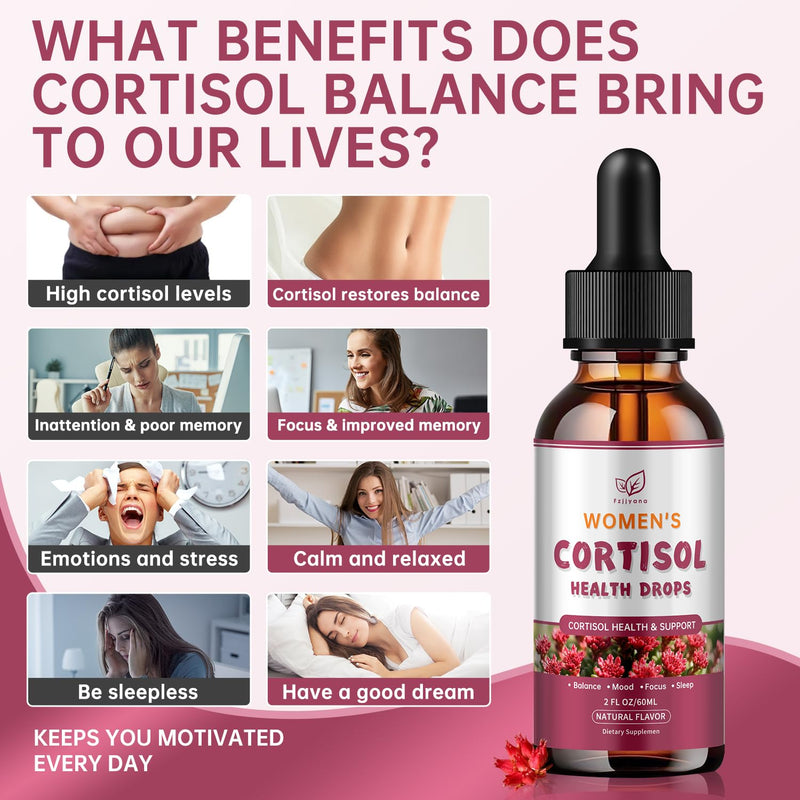 （2 Pack）Cortisol Manager Liquid Drops, Cortisol Supplements for Women, with magnesium ashwagandha, rhodiola rosea,l-theanine,Phosphatidylserine-Promote Relaxation and Support Mood- 30 Day Vegan Supply 4 Fl Oz (Pack of 2)