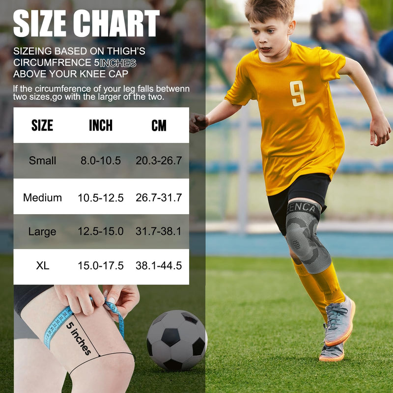 NEENCA Kids Knee Brace Sleeve, Youth Knee Compression Sleeve for Children - Boys & Girls. Child Knee Support with Patella Gel Pad & Side Stabilizers for Knee Pain, Sports, Outdoor - FSA/HSA Approved Large Black - Single