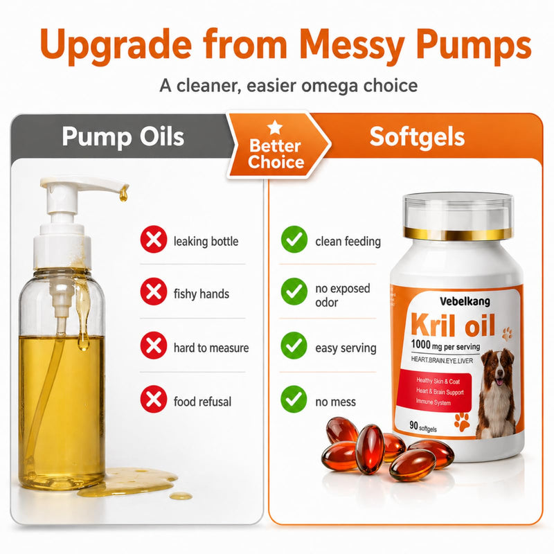 Krill Oil Omega 3 Supplement for Dogs, Allergy & Itch Relief, Skin and Coat Support for Shedding, Softgels for Joint Health with EPA DHA & Astaxanthin, 90 Count 1 bottle