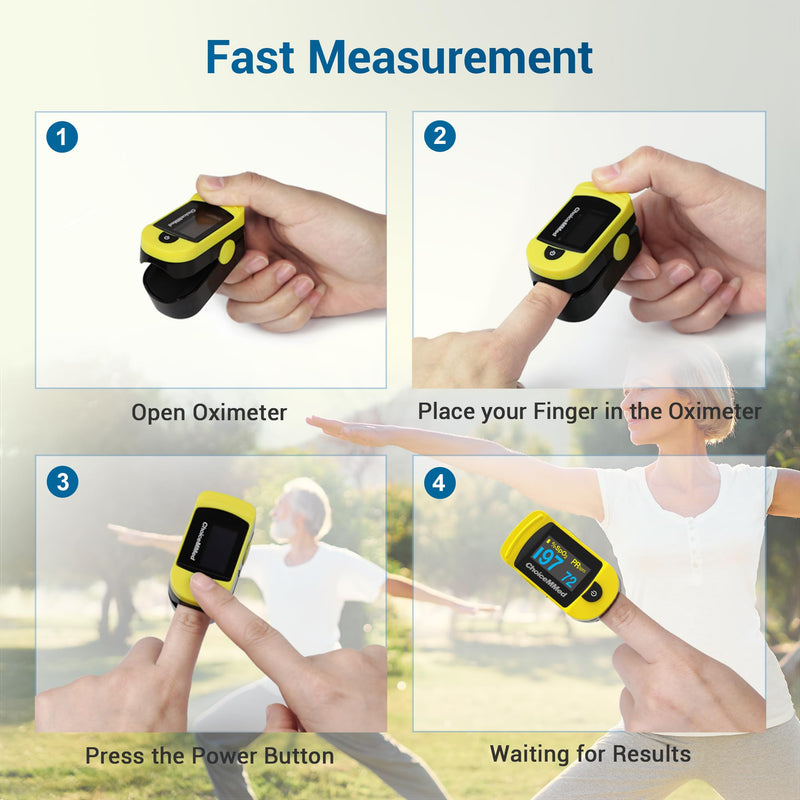 ChoiceMMed C20 Pulse Oximeter - Fingertip Pulse Oximeter Blood Oxygen Saturation Monitor - Large OLED Screen SPO2 Monitor with Lanyard and Carrying Case - BeesActive Australia